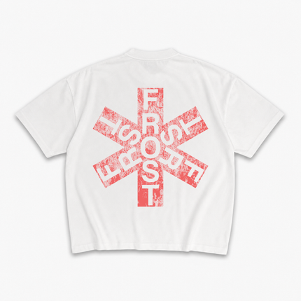 Frost Clothing Asterisk Graphic T-Shirt Chalk White | Red Hot Chili Peppers Inspired 305GSM Heavyweight Boxy Fit | Front Back Print UK Streetwear
