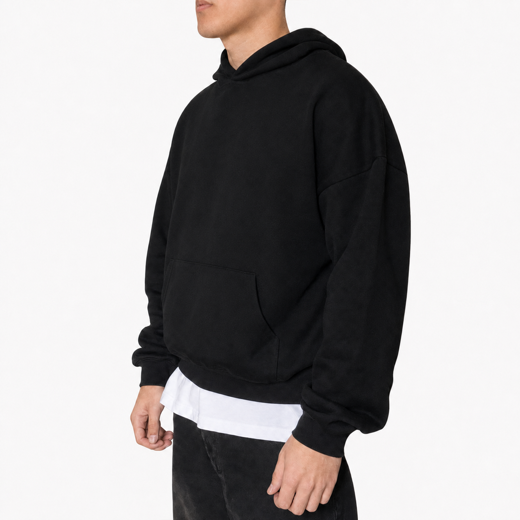Frost Clothing Blank Heavyweight Hoodie Jet Black | 500GSM Boxy Oversized Pullover | UK Streetwear