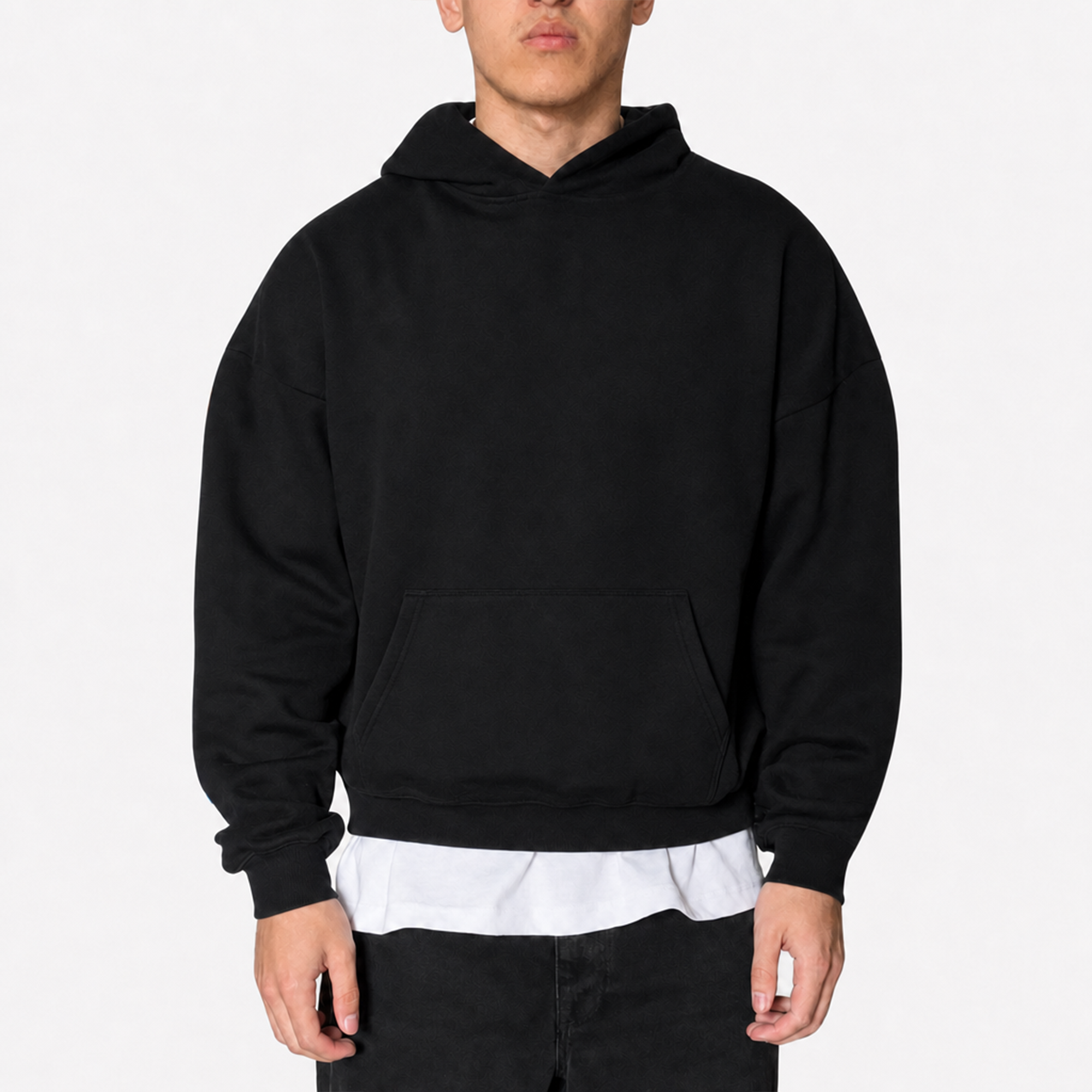 Frost Clothing Blank Heavyweight Hoodie Jet Black | 500GSM Boxy Oversized Pullover | UK Streetwear
