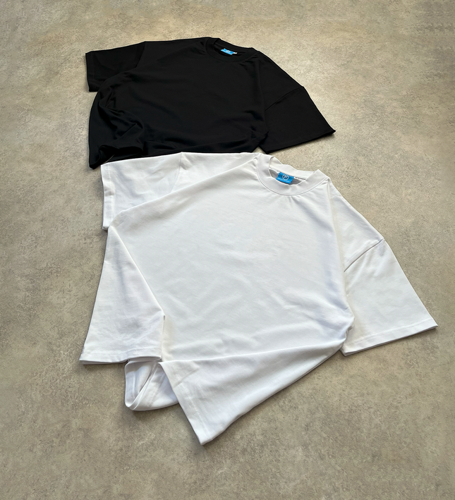 Frost Clothing Blank Heavyweight T-Shirt 2 Pack Black and White | 305GSM Boxy Oversized Fit | UK Streetwear