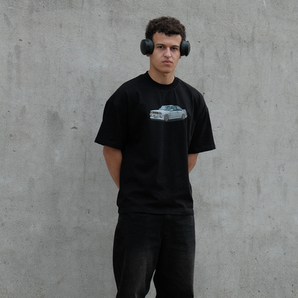 Frost Clothing BMW E30 Graphic T-Shirt Jet Black | 305GSM Heavyweight Boxy Fit | UK Streetwear