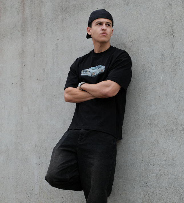 Frost Clothing BMW E30 Graphic T-Shirt Jet Black | 305GSM Heavyweight Boxy Fit | UK Streetwear