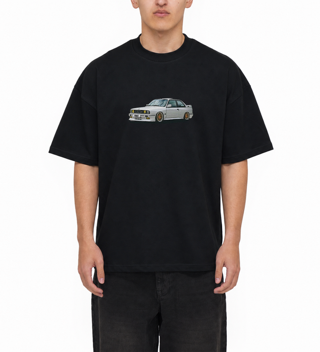 Frost Clothing BMW E30 Graphic T-Shirt Jet Black | 305GSM Heavyweight Boxy Fit | UK Streetwear