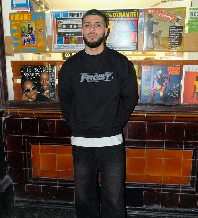 Frost Clothing Box Logo Sweatshirt Jet Black | 520GSM Ultra Heavyweight Boxy Oversized Fit | Screen Printed UK Streetwear