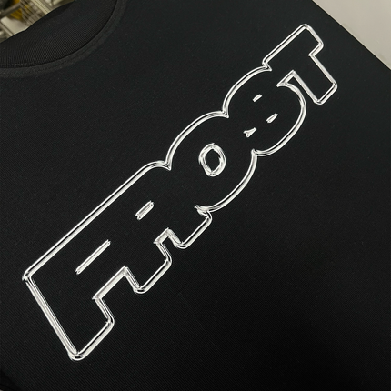 Frost Clothing Chrome Logo T-Shirt Jet Black | 305GSM Heavyweight Boxy Fit | Metallic Graphic UK Streetwear