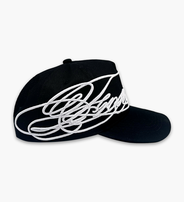 Frost Clothing Cursive Cap Jet Black | 3D Wrap Around Embroidery One Size | Streetwear Cap UK
