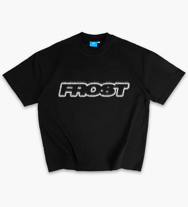 Frost Clothing Flame Logo Graphic T-Shirt Jet Black | 305GSM Heavyweight Boxy Fit | Fire Graphic UK Streetwear