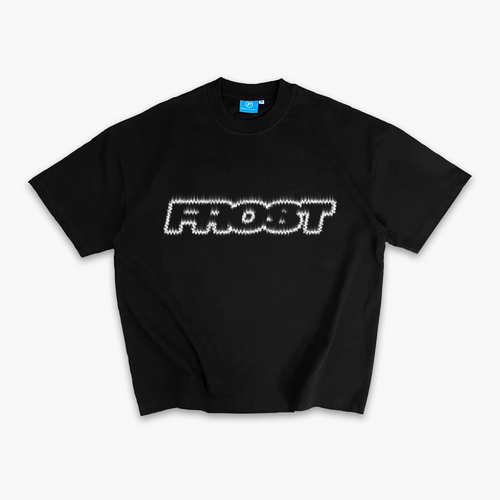 Frost Clothing Flame Logo Graphic T-Shirt Jet Black | 305GSM Heavyweight Boxy Fit | Fire Graphic UK Streetwear