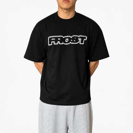 Frost Clothing Flame Logo Graphic T-Shirt Jet Black | 305GSM Heavyweight Boxy Fit | Fire Graphic UK Streetwear