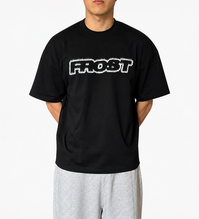 Frost Clothing Flame Logo Graphic T-Shirt Jet Black | 305GSM Heavyweight Boxy Fit | Fire Graphic UK Streetwear
