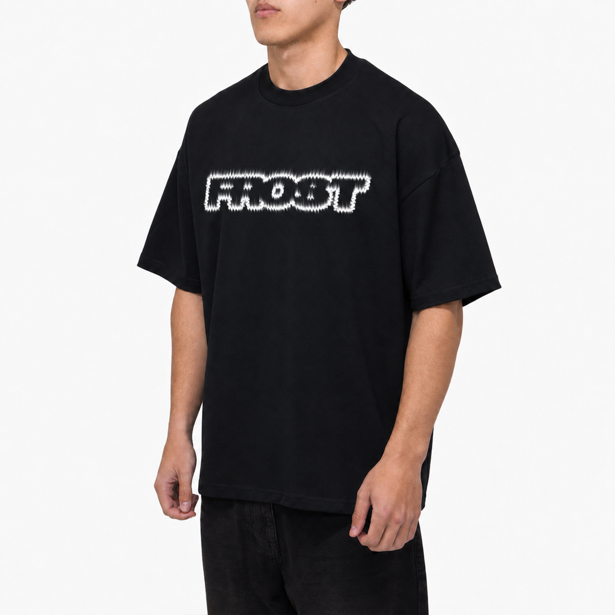 Frost Clothing Flame Logo Graphic T-Shirt Jet Black | 305GSM Heavyweight Boxy Fit | Fire Graphic UK Streetwear