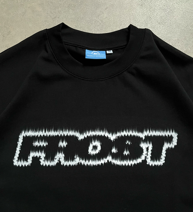 Frost Clothing Flame Logo Graphic T-Shirt Jet Black | 305GSM Heavyweight Boxy Fit | Fire Graphic UK Streetwear