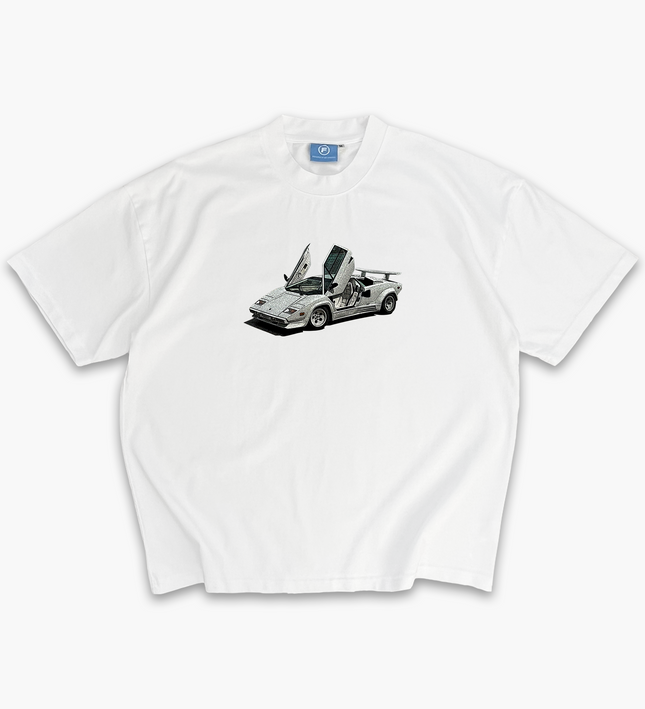 FROST Lamborghini Countach Graphic T-Shirt | 305GSM Heavyweight Boxy Fit | UK Streetwear