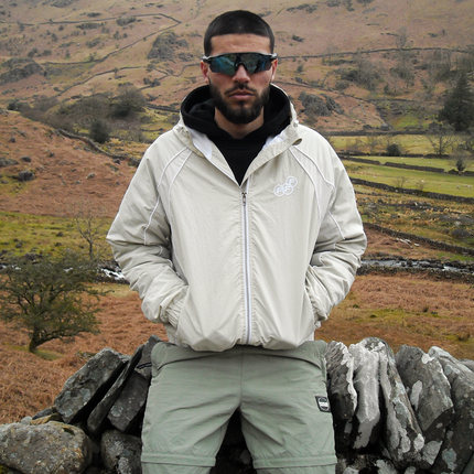 Frost Clothing Marty Windbreaker Washed Sand Bone | 130GSM Crinkle Nylon Boxy Cropped Fit | Shower Proof Streetwear UK