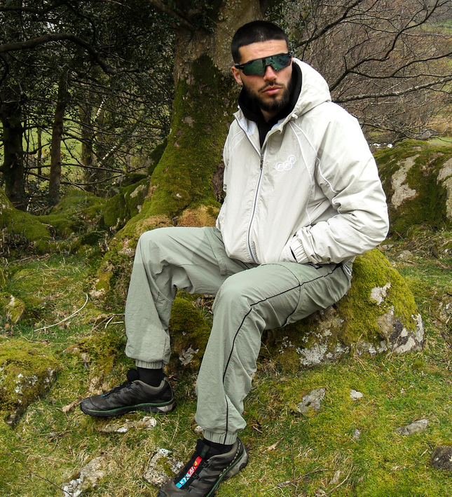 Frost Clothing Marty Windbreaker Washed Sand Bone | 130GSM Crinkle Nylon Boxy Cropped Fit | Shower Proof Streetwear UK