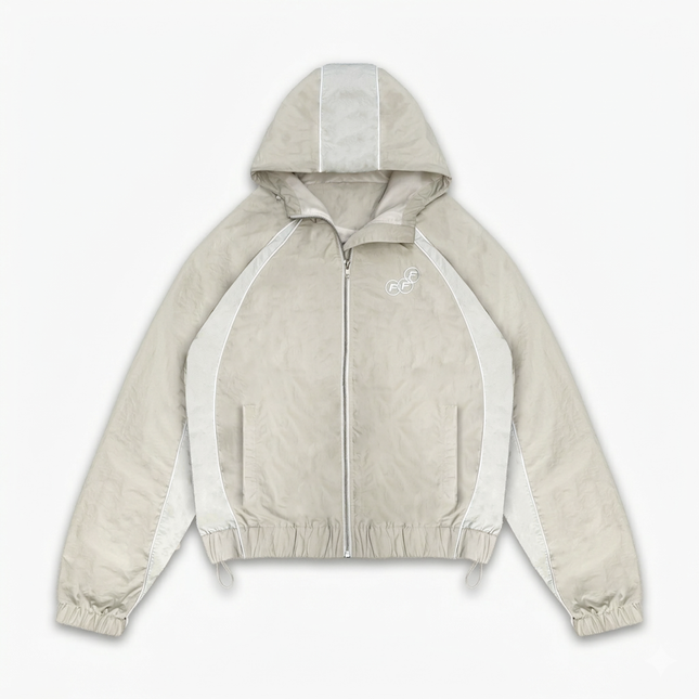 Frost Clothing Marty Windbreaker Washed Sand Bone | 130GSM Crinkle Nylon Boxy Cropped Fit | Shower Proof Streetwear UK