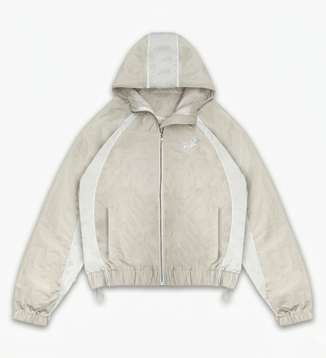 Frost Clothing Marty Windbreaker Washed Sand Bone | 130GSM Crinkle Nylon Boxy Cropped Fit | Shower Proof Streetwear UK