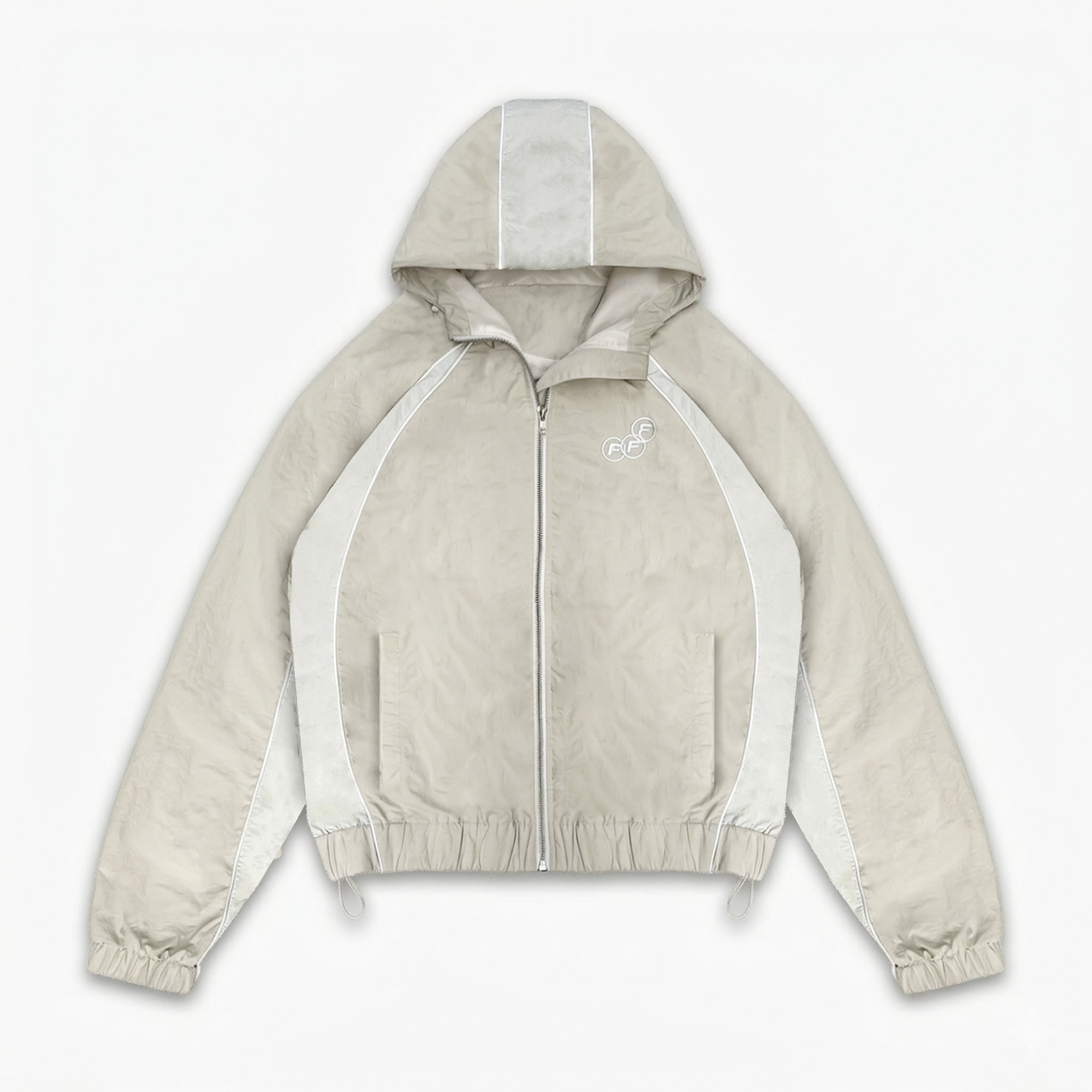Frost Clothing Marty Windbreaker Washed Sand Bone | 130GSM Crinkle Nylon Boxy Cropped Fit | Shower Proof Streetwear UK