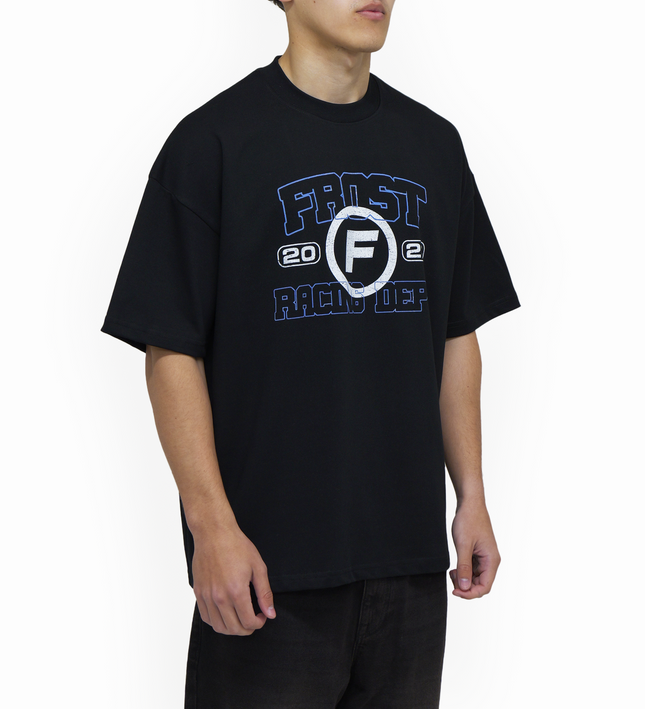 Frost Clothing Racing Department Graphic T-Shirt Jet Black | 305GSM Heavyweight Boxy Fit | Motorsport Streetwear UK