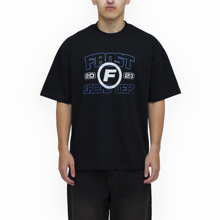 Frost Clothing Racing Department Graphic T-Shirt Jet Black | 305GSM Heavyweight Boxy Fit | Motorsport Streetwear UK