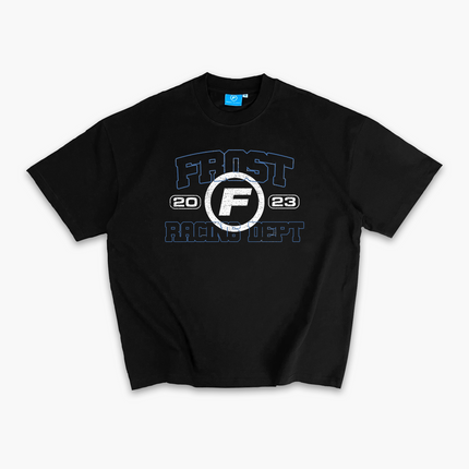 Frost Clothing Racing Department Graphic T-Shirt Jet Black | 305GSM Heavyweight Boxy Fit | Motorsport Streetwear UK