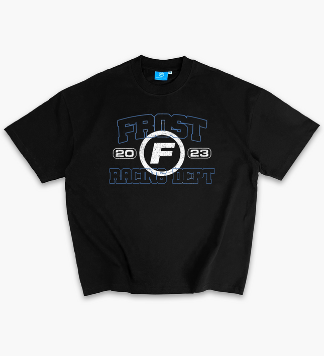 Frost Clothing Racing Department Graphic T-Shirt Jet Black | 305GSM Heavyweight Boxy Fit | Motorsport Streetwear UK