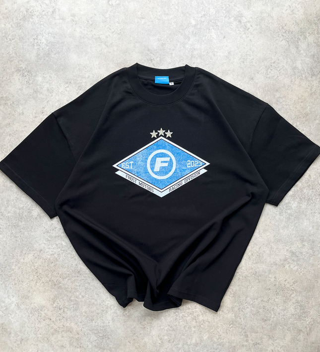 Frost Clothing Racing Division Graphic T-Shirt Jet Black | 305GSM Heavyweight Boxy Fit | Motorsport Streetwear UK