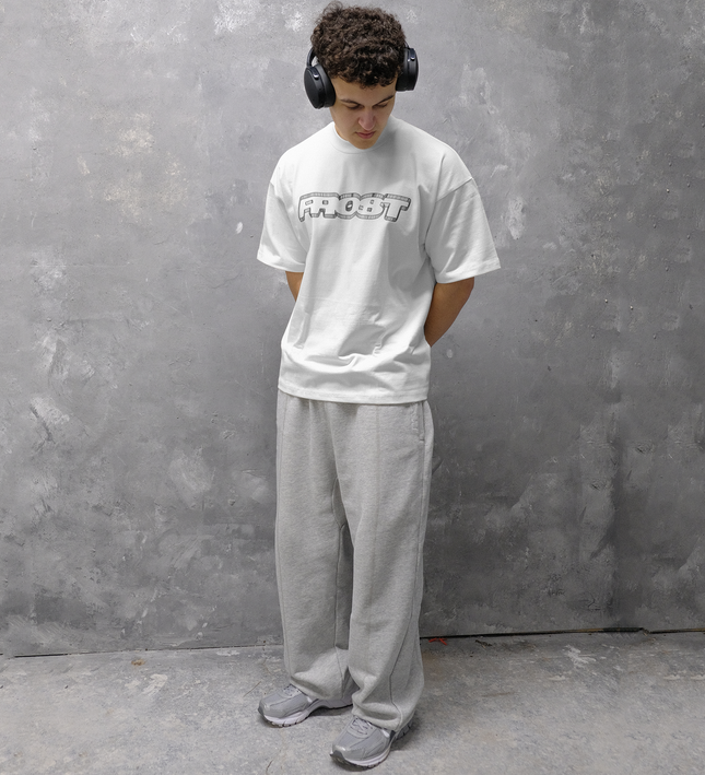 Frost Clothing Wire Graphic T-Shirt Chalk White | Blueprint Inspired 305GSM Heavyweight Boxy Fit | UK Streetwear