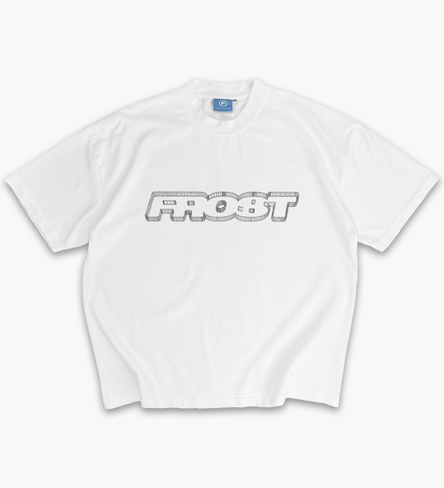 Frost Clothing Wire Graphic T-Shirt Chalk White | Blueprint Inspired 305GSM Heavyweight Boxy Fit | UK Streetwear