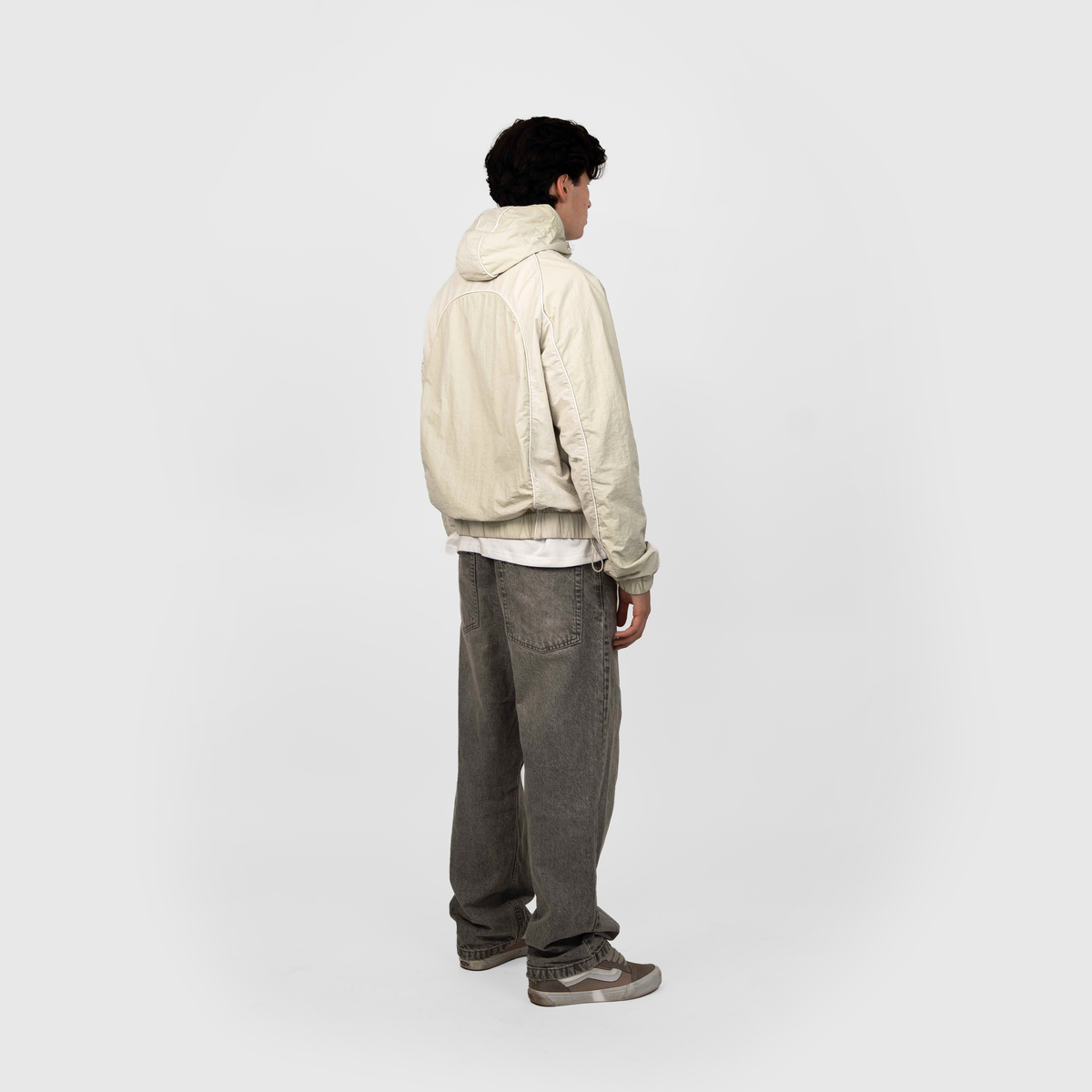 Frost Clothing Marty Windbreaker Washed Sand Bone | 130GSM Crinkle Nylon Boxy Cropped Fit | Shower Proof Streetwear UK