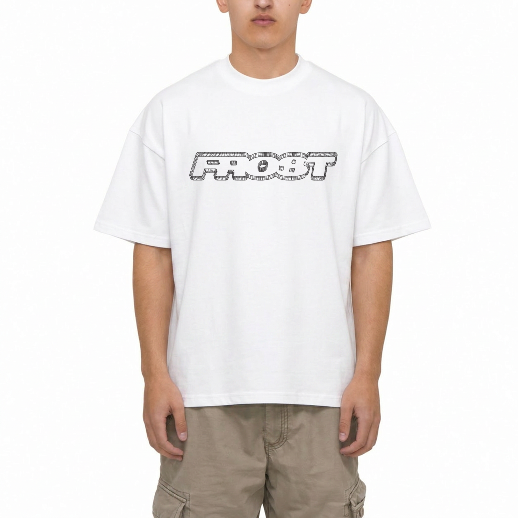 Frost Clothing Wire Graphic T-Shirt Chalk White | Blueprint Inspired 305GSM Heavyweight Boxy Fit | UK Streetwear